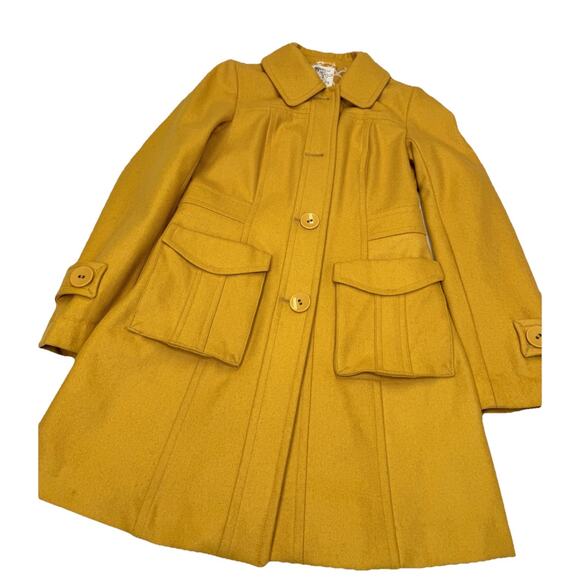 Tulle Jackets & Blazers - Tulle Anthropologie Pea Coat Women’s Sz S Retro 60s Wool Blend Mustard Jacket